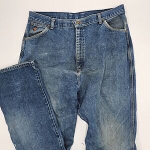 Vintage Wrangler Jeans Men's 35x29 Cowboy Cut‎ High Rise Blue Denim USA Made